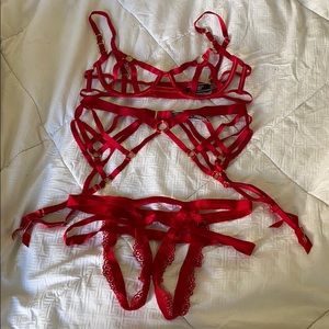 Barely There Strappy Red Lingerie Set